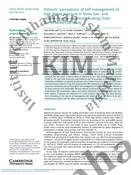 Patients’ perceptions of self-management of high blood pressure in three low- and middle-income countries: findings from the BPMONITOR study	Patients’ perceptions of self-management of high blood