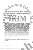 A Nineteenth-Century New England  Exegete Abroad: Adoniram Judson and  the Burmese Bible